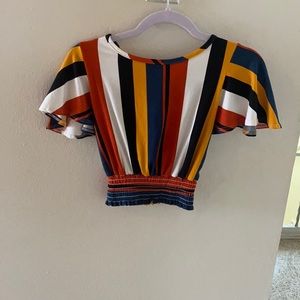 Blouse with color stripes